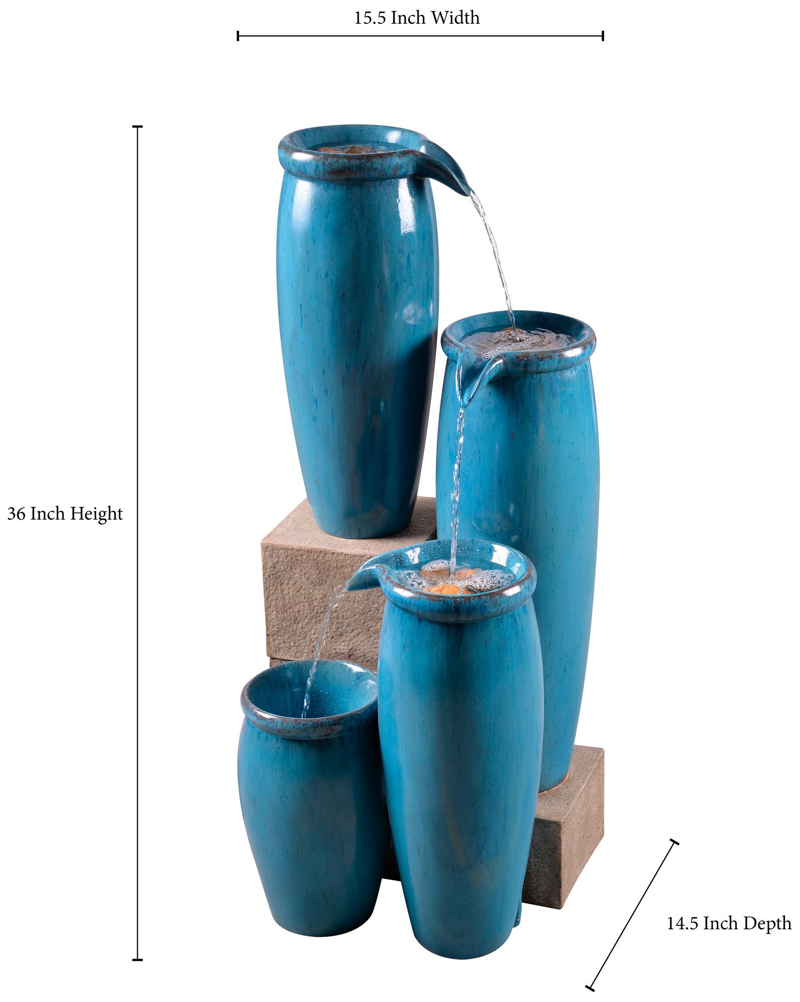 Kenroy Home Blue Glaze 36" High 4-Level Indoor-Outdoor Water Fountain