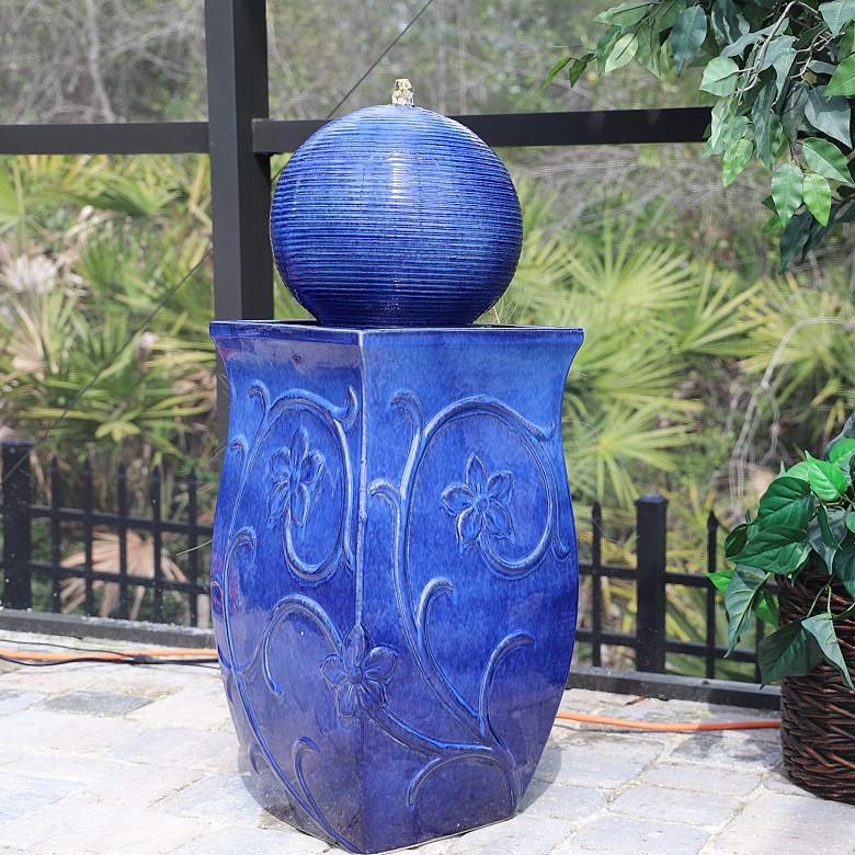 Image 1 Kenroy Home Breanne 33 1/4" High Cobalt LED Floor Fountain