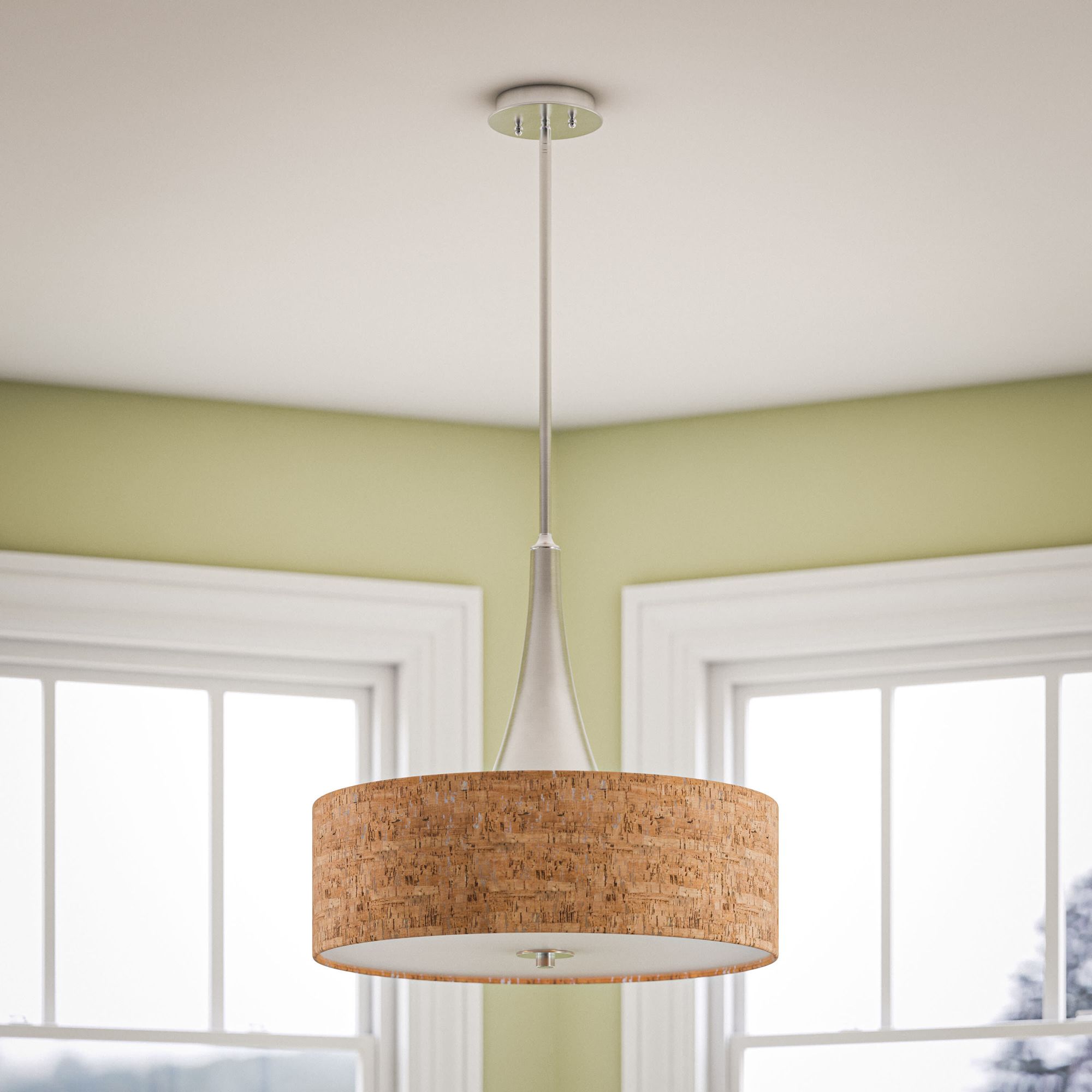 Kenroy Home Bulletin 22" Wide Modern Drum Natural Cork Pendant