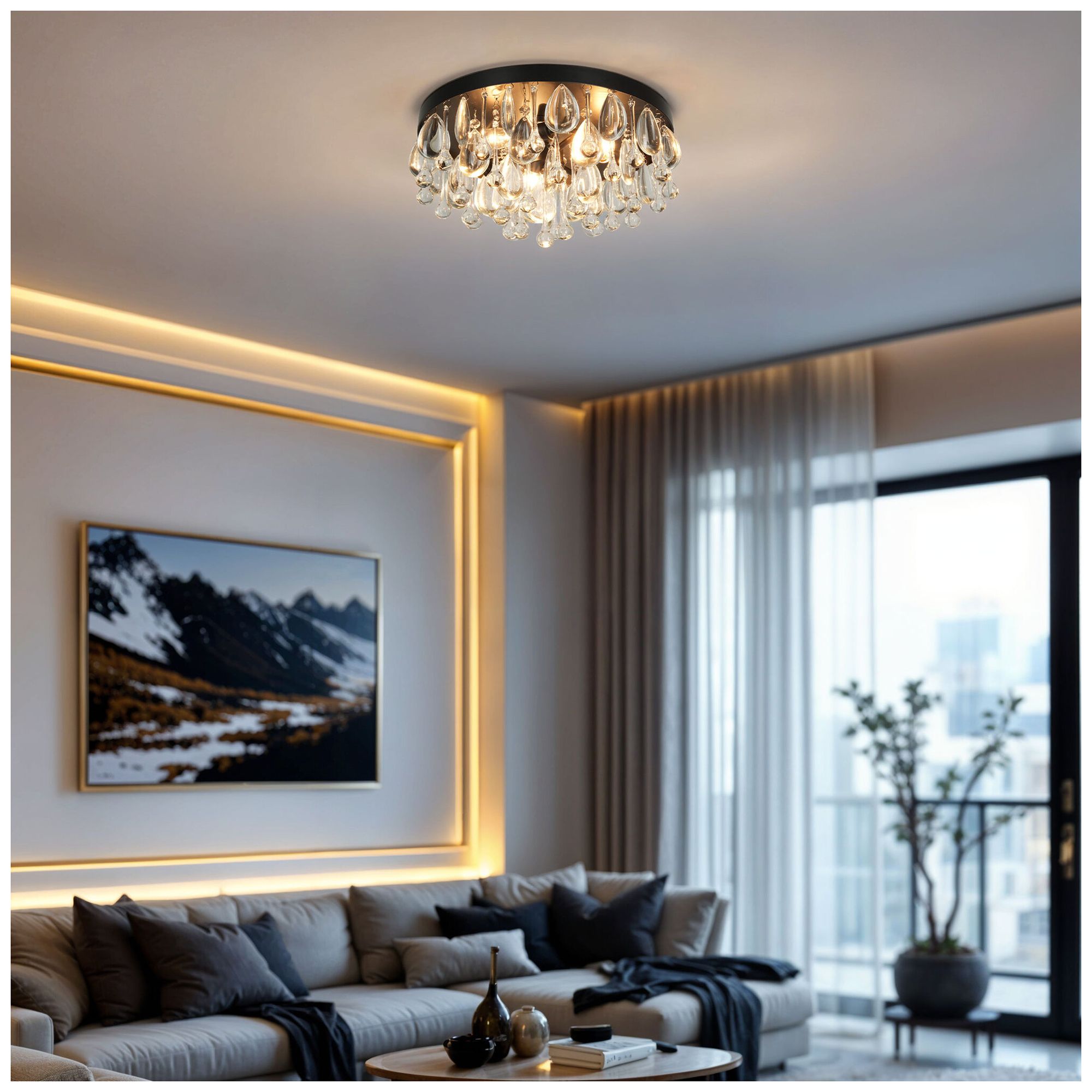 Kenroy Home Cascade 13" Wide Black 3-Light Ceiling Light