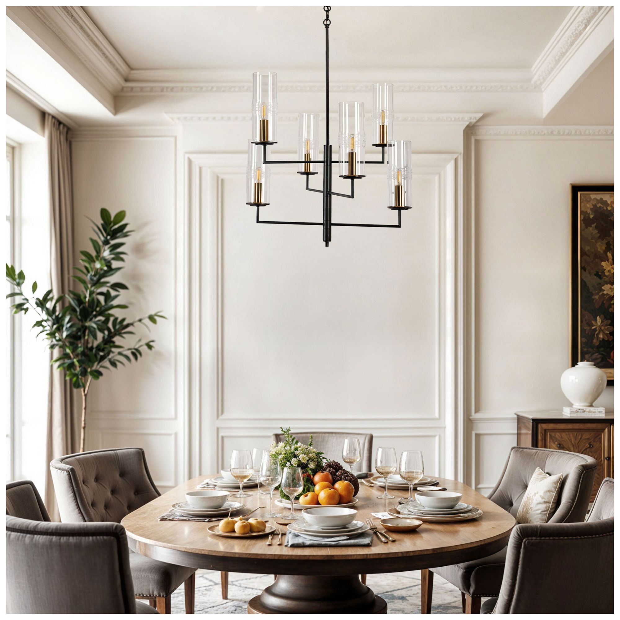 Kenroy Home Caulford 25" Wide 6-Light Black and Gold Chandelier