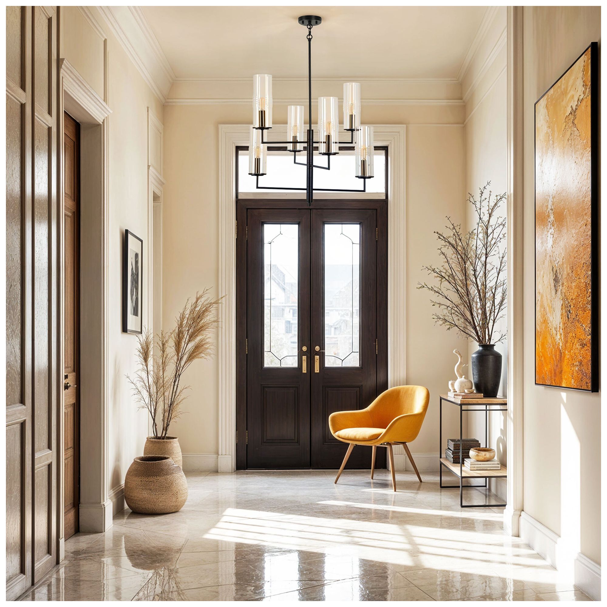 Kenroy Home Caulford 25" Wide 6-Light Black and Gold Chandelier