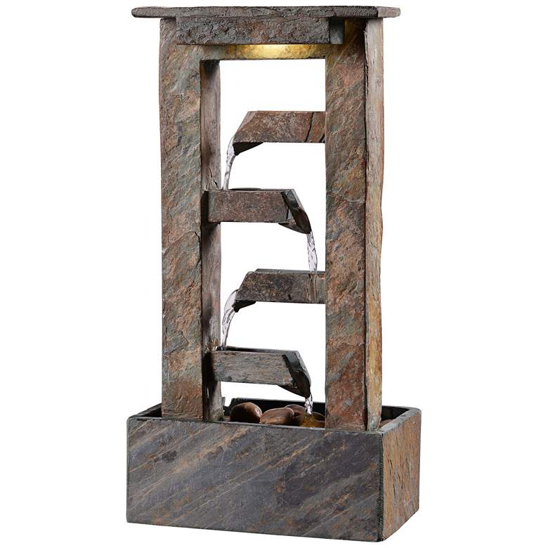 Image 1 Kenroy Home Channel 19" High Slate Indoor LED Table Fountain