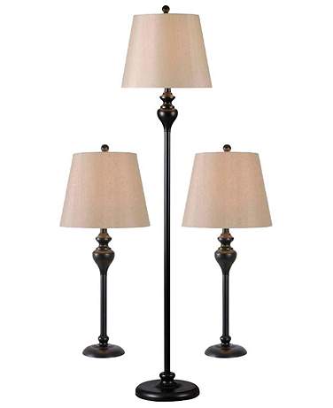 Kenroy Home Charlotte Oil Rubbed Bronze Floor and Table Lamps Set of 3