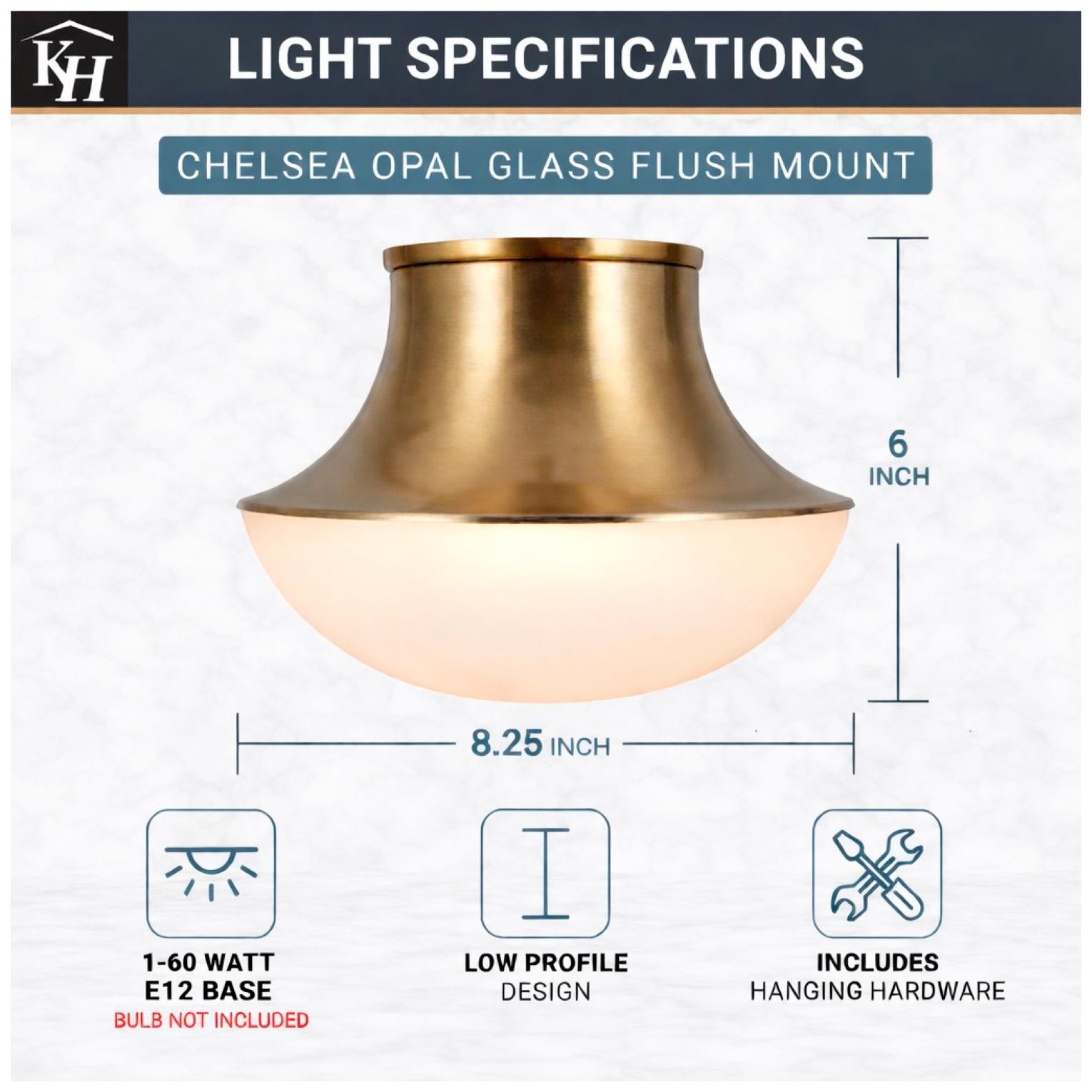 Kenroy Home Chelsea 7" Wide Brushed Gold Ceiling Light