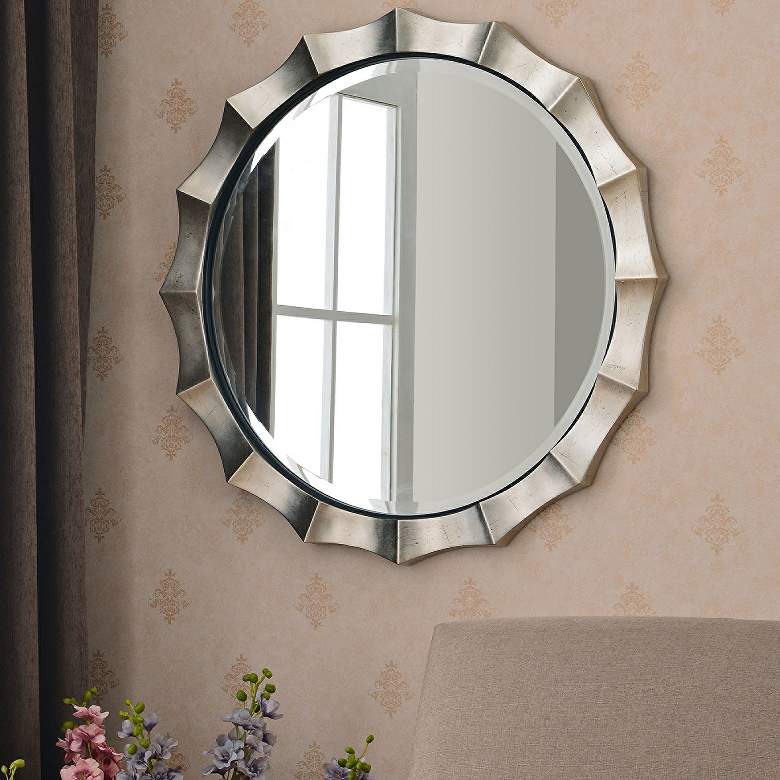 Image 1 Kenroy Home Chorale Antique Silver 34 inch Round Wall Mirror