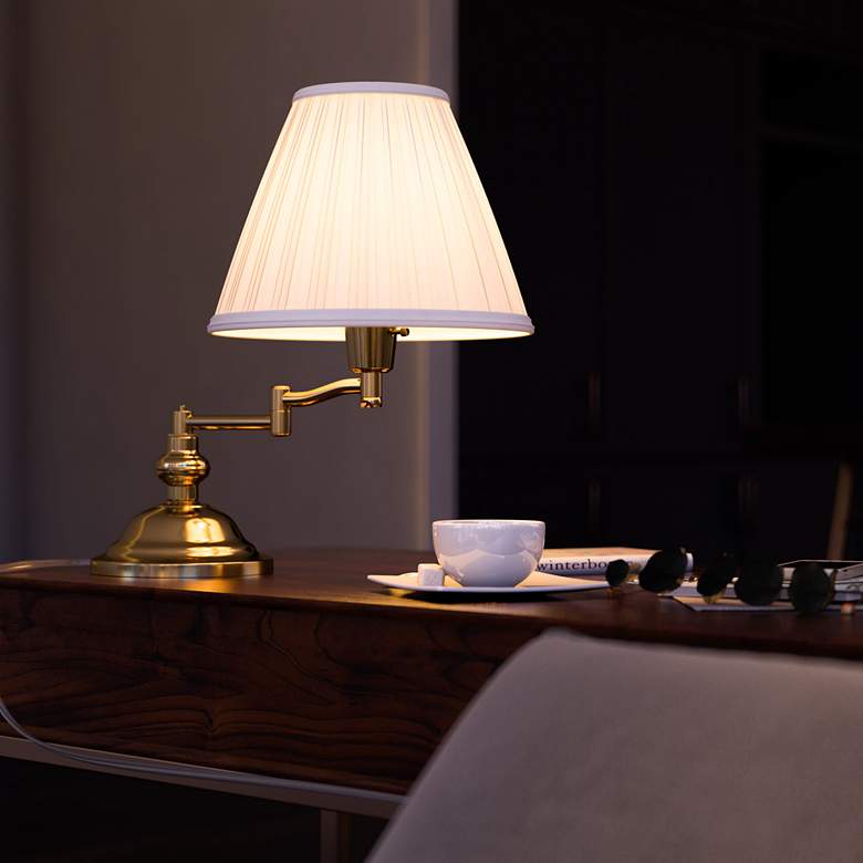 Image 4 Kenroy Home Classic Polished Brass Swing Arm Desk Lamp more views