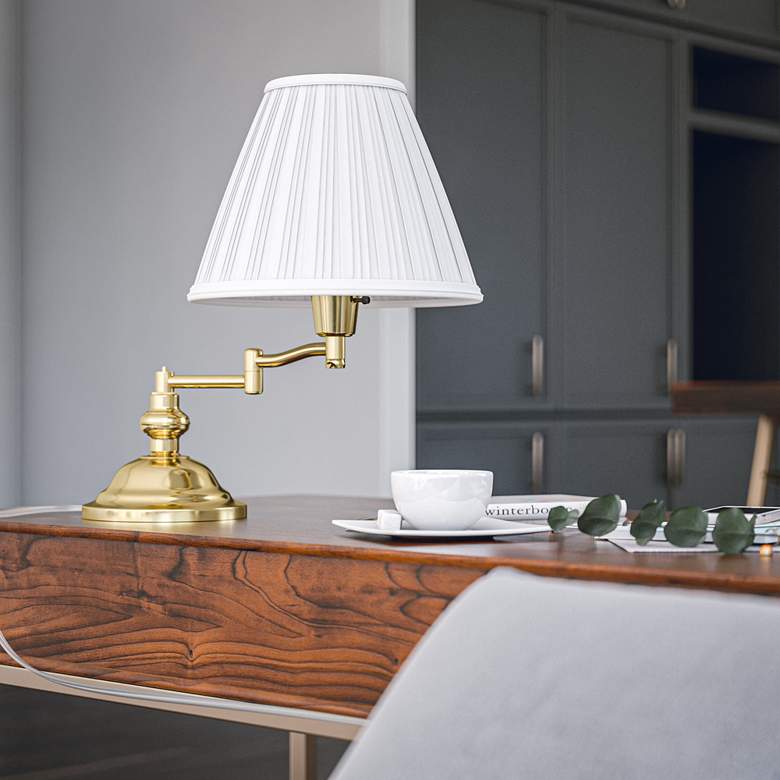 Image 5 Kenroy Home Classic Polished Brass Swing Arm Desk Lamp more views