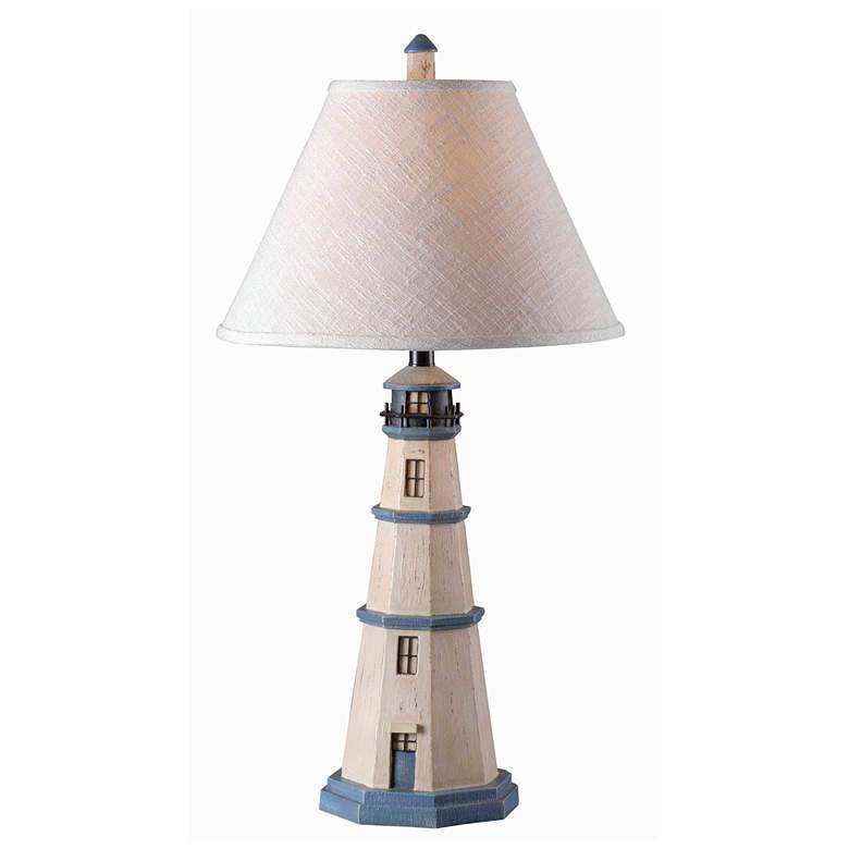 Image 1 Kenroy Home Coastal 32" Antique White Nantucket Lighthouse Table Lamp