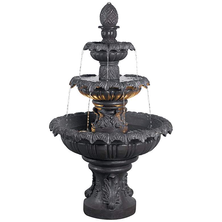 Image 1 Kenroy Home Costa Brava Plum Bronze Finish 3-Tiered Fountain