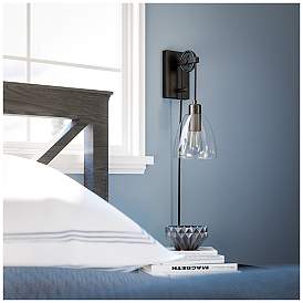 Image5 of Kenroy Home Edis 11 1/2" High Bronze Industrial Plug-In Wall Sconce more views