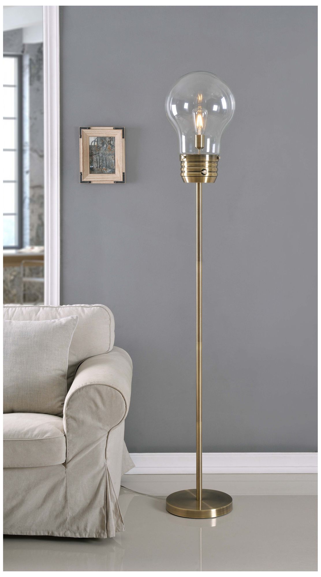 Kenroy Home Edison 71 1/2" High Antique Brass Glass Bulb Floor Lamp
