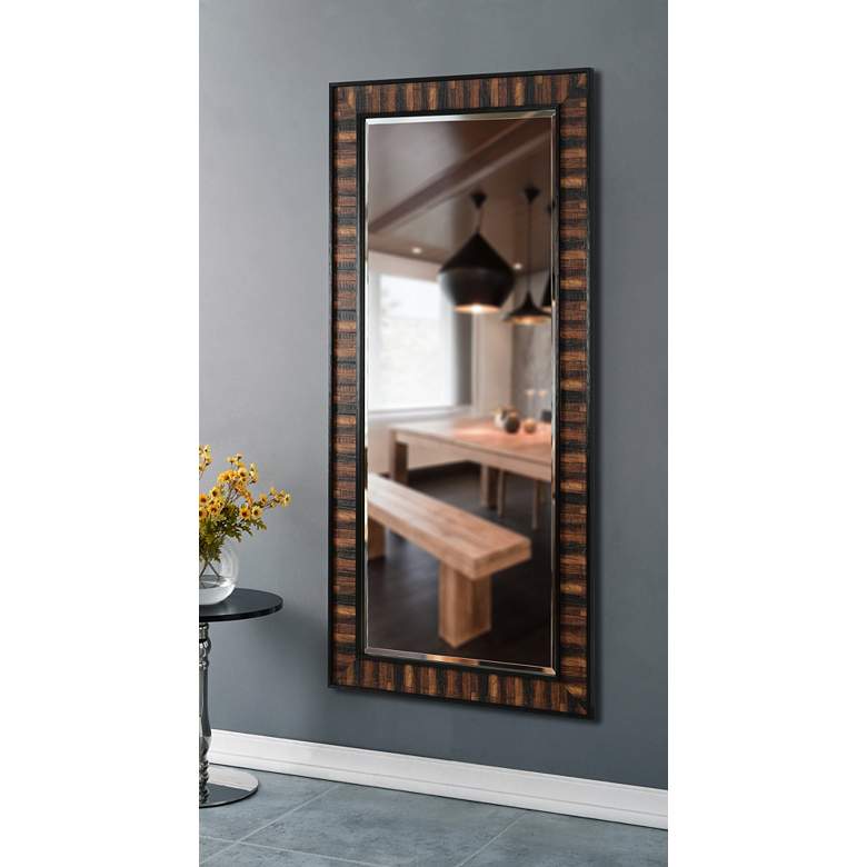 Image 1 Kenroy Home Estaba Dark Wood 31 1/2 x 65 1/2" Floor Mirror
