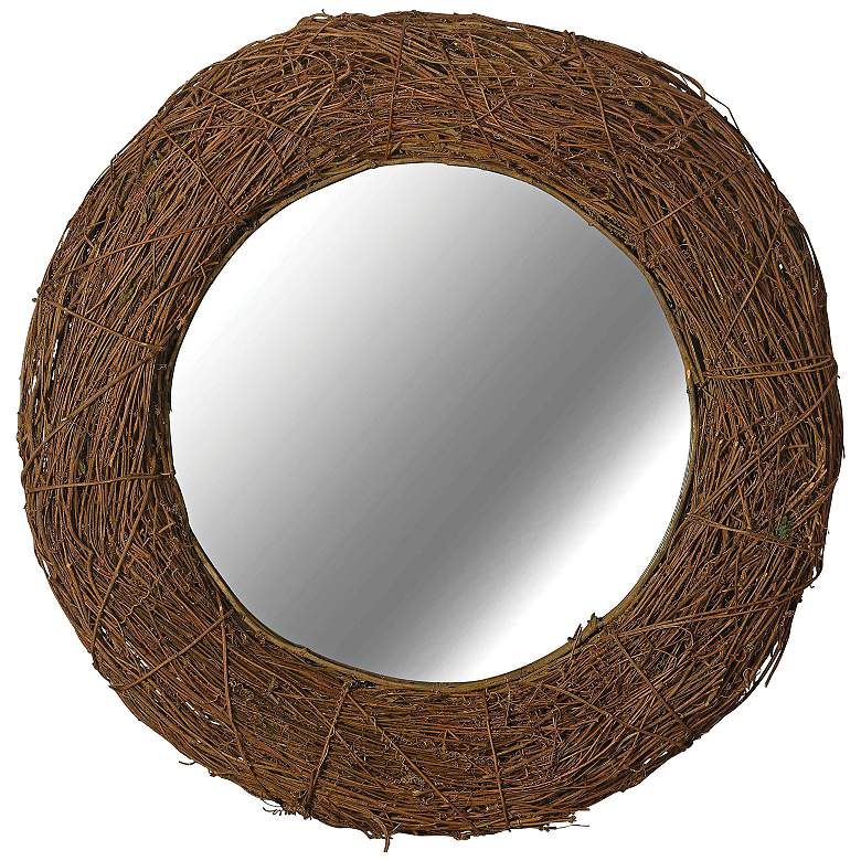 Image 1 Kenroy Home Harvest Natural Rattan 33 inch Round Wall Mirror