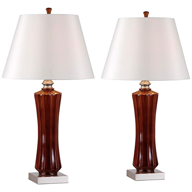 Image 1 Kenroy Home Hoffman Mahogany Table Lamp Set of 2