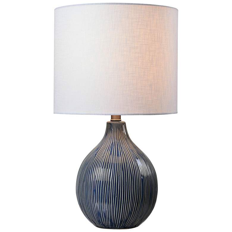 Image 2 Kenroy Home Intaglio Blue Ceramic Gourd Accent Table Lamp
