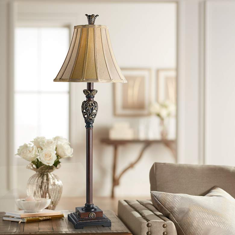 Image 1 Kenroy Home Iron Lace Golden Ruby Buffet Table Lamp