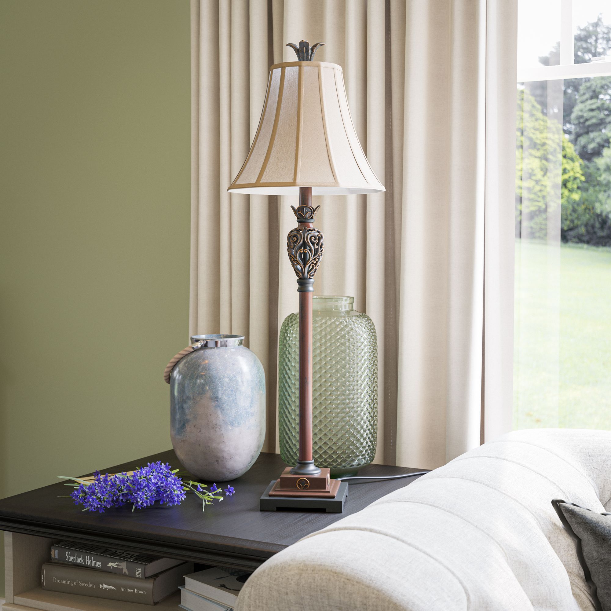 Kenroy Home Iron Lace Golden Ruby Buffet Table Lamp