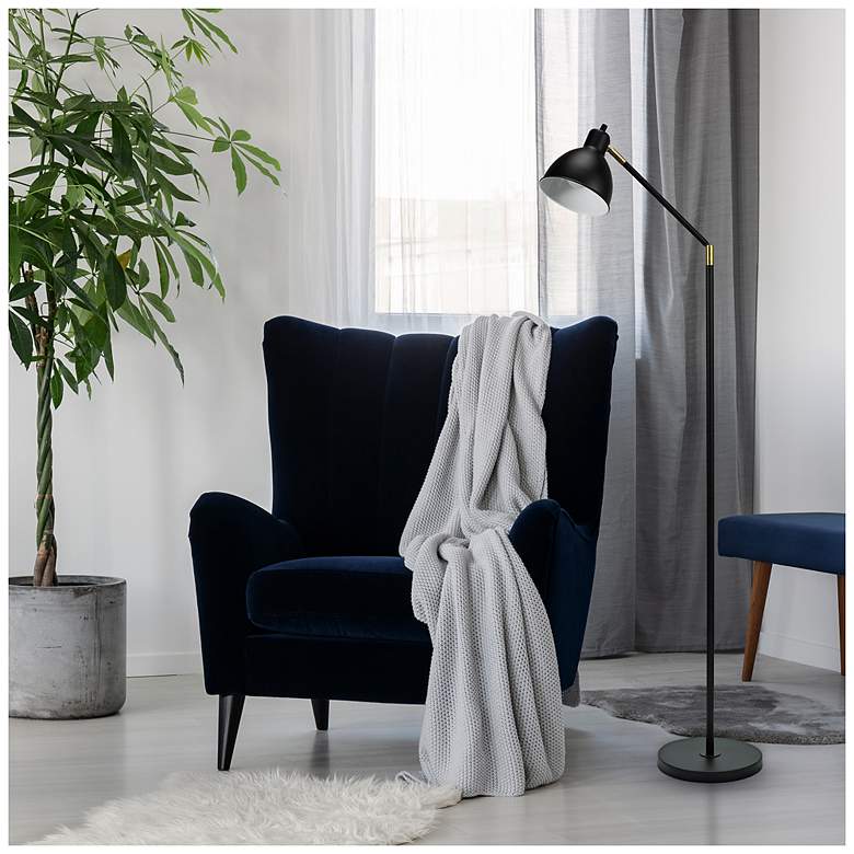 Image 7 Kenroy Home Lennon 54 1/2" Black and Brass Adjustable Arm Floor Lamp more views