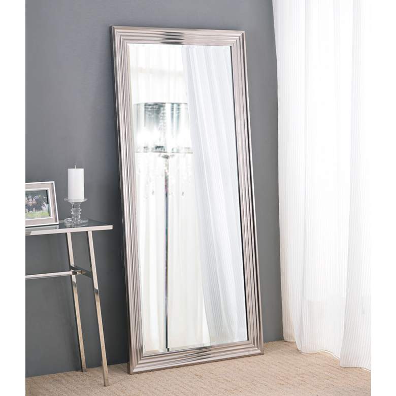 Image 2 Kenroy Home Lyonesse 30" x 66" Rectangular Chrome Floor Mirror more views