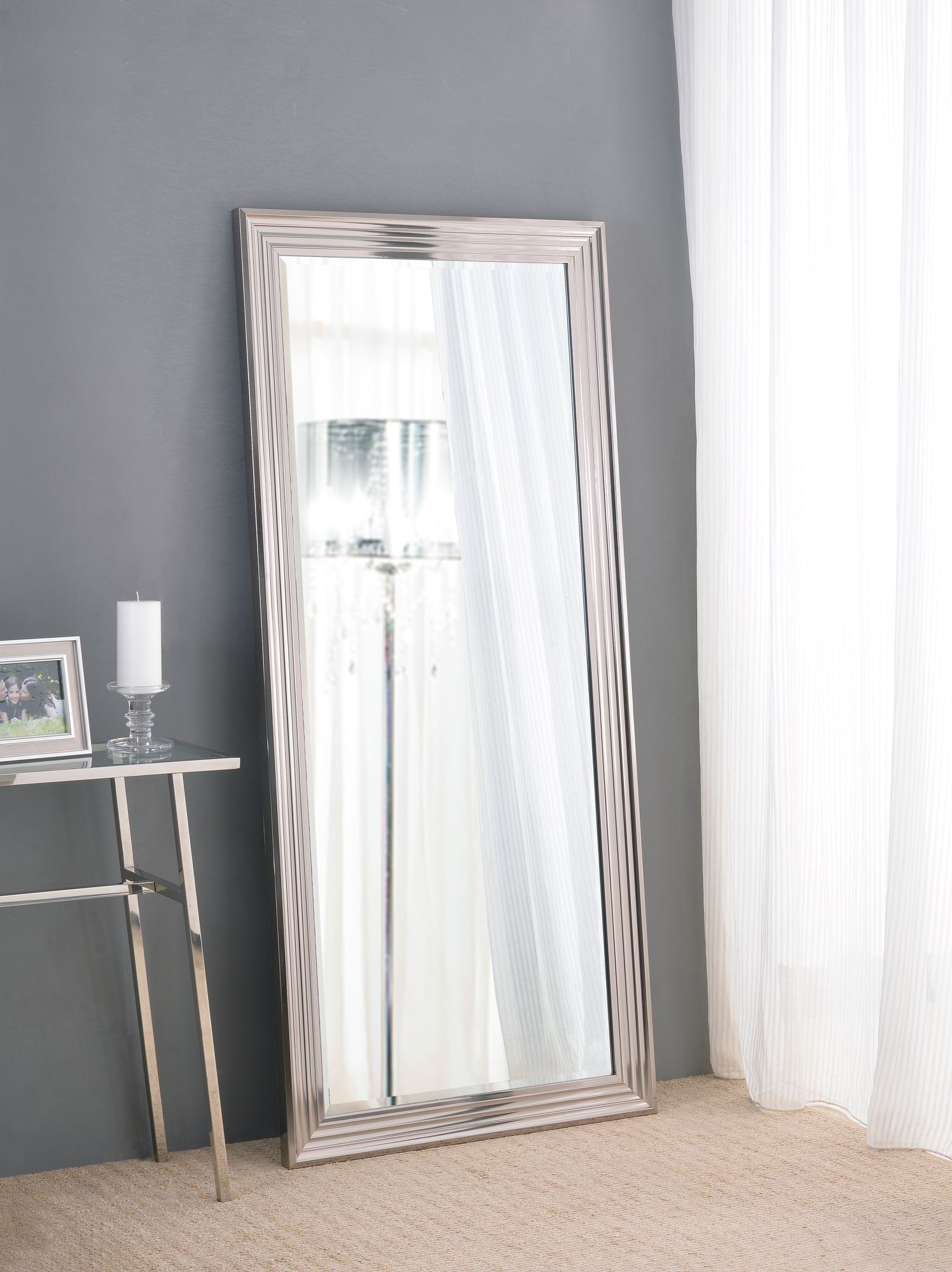 Kenroy Home Lyonesse 30" x 66" Rectangular Chrome Floor Mirror