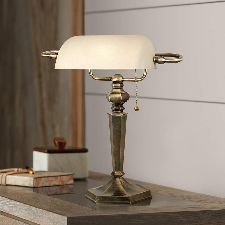 Image 1 Kenroy Home Mackinley Golden Bronze Banker Desk Lamp
