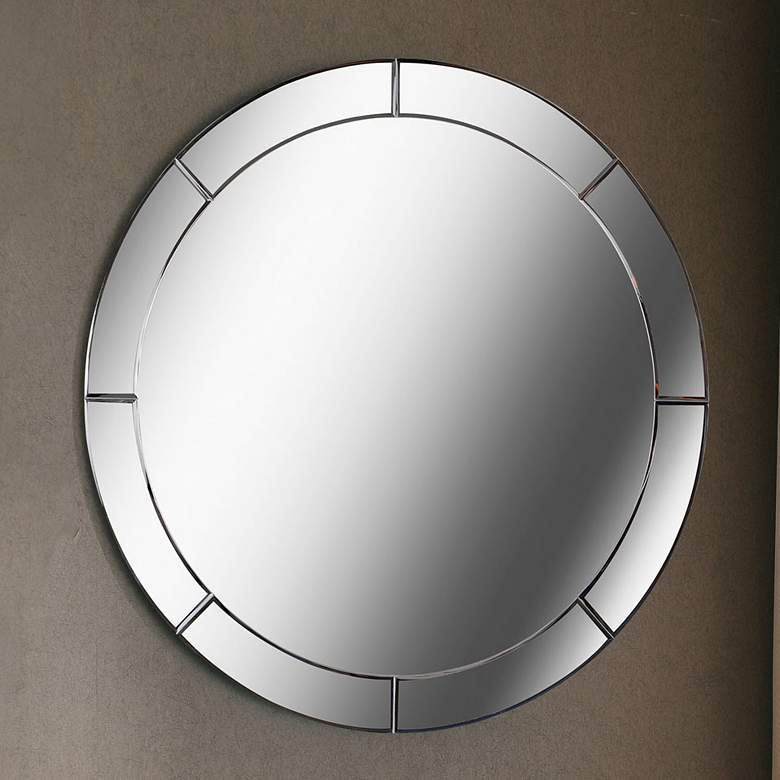 Image 1 Kenroy Home Miere Cut Glass 32 inch Round Frameless Mirror