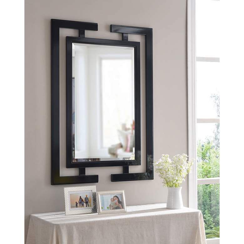 Image 1 Kenroy Home Mikoto 41" x 29" Gloss Black Rectangular Wall Mirror