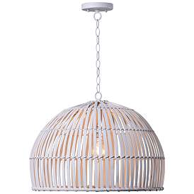 Image1 of Kenroy Home Moon 20" Wide Modern Coastal White Rattan Dome Pendant