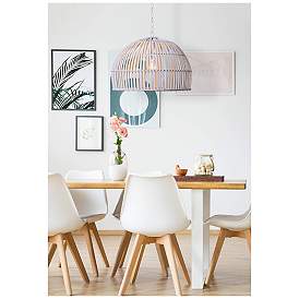 Image2 of Kenroy Home Moon 20" Wide Modern Coastal White Rattan Dome Pendant more views