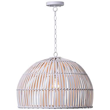 Kenroy Home Moon 20" Wide Modern Coastal White Rattan Dome Pendant