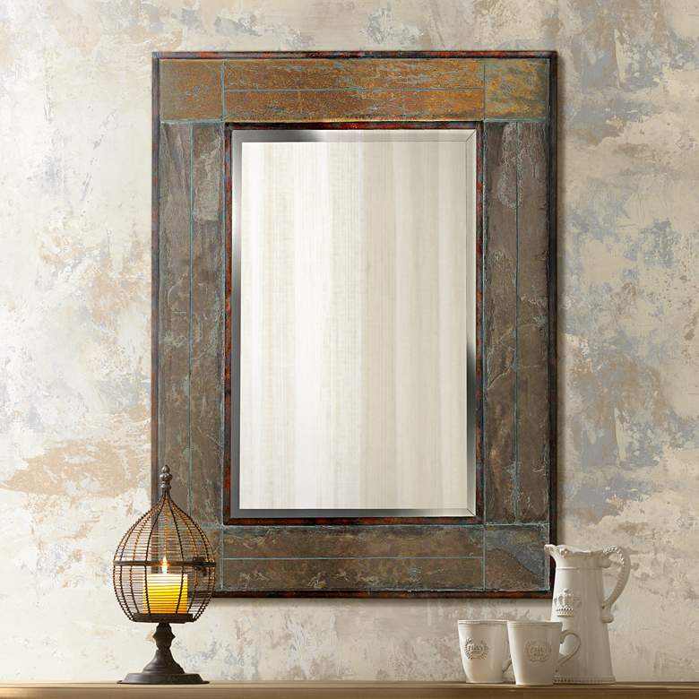 Image 1 Kenroy Home Natural Slate 28 inch x 38 inch Rectangular Wall Mirror