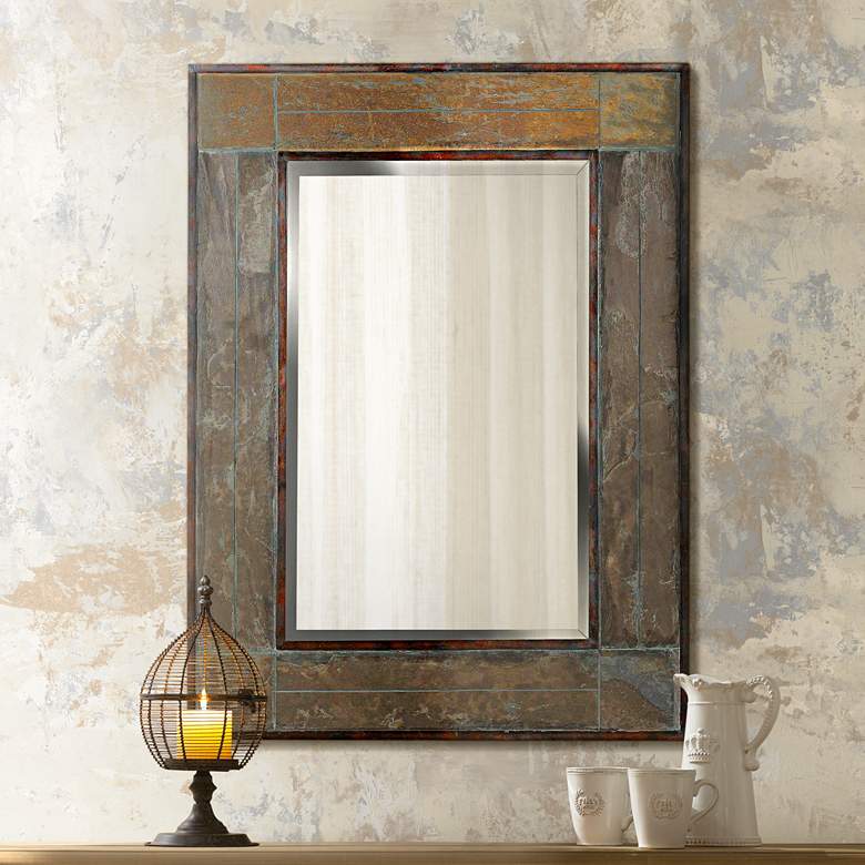 Image 1 Kenroy Home Natural Slate 28" x 38" Rectangular Wall Mirror