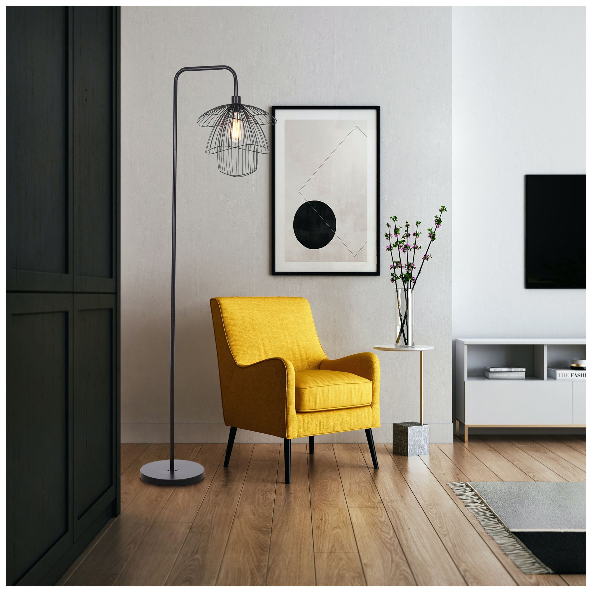 Kenroy Home Orchid 65" High Downbridge Modern Black Floor Lamp