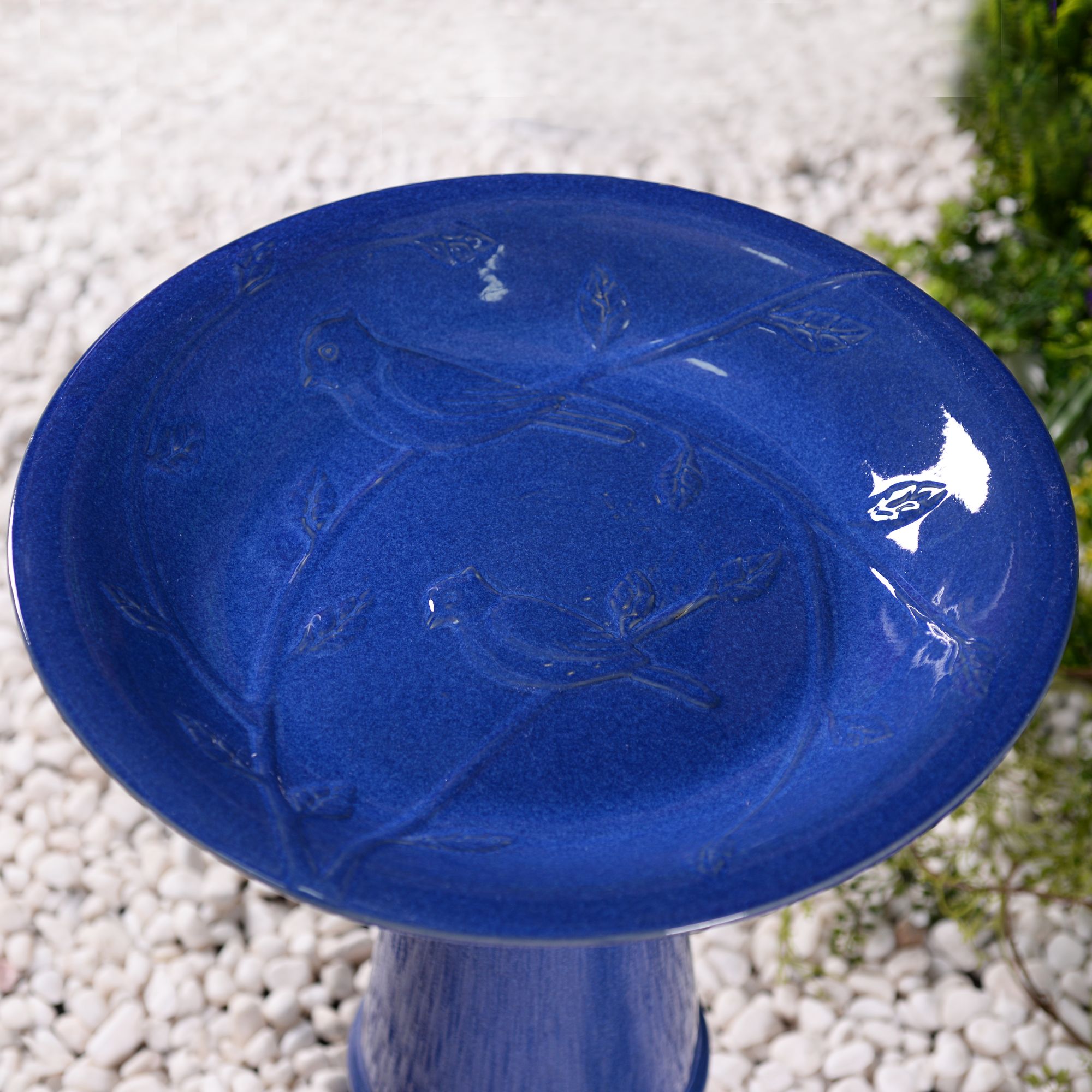 Kenroy Home Otaki 21 1/2" High Blue Ceramic Outdoor Bird Bath 863H0