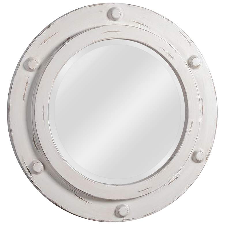 Kenroy Home Portside Distressed White 24&quot; Round Wall Mirror