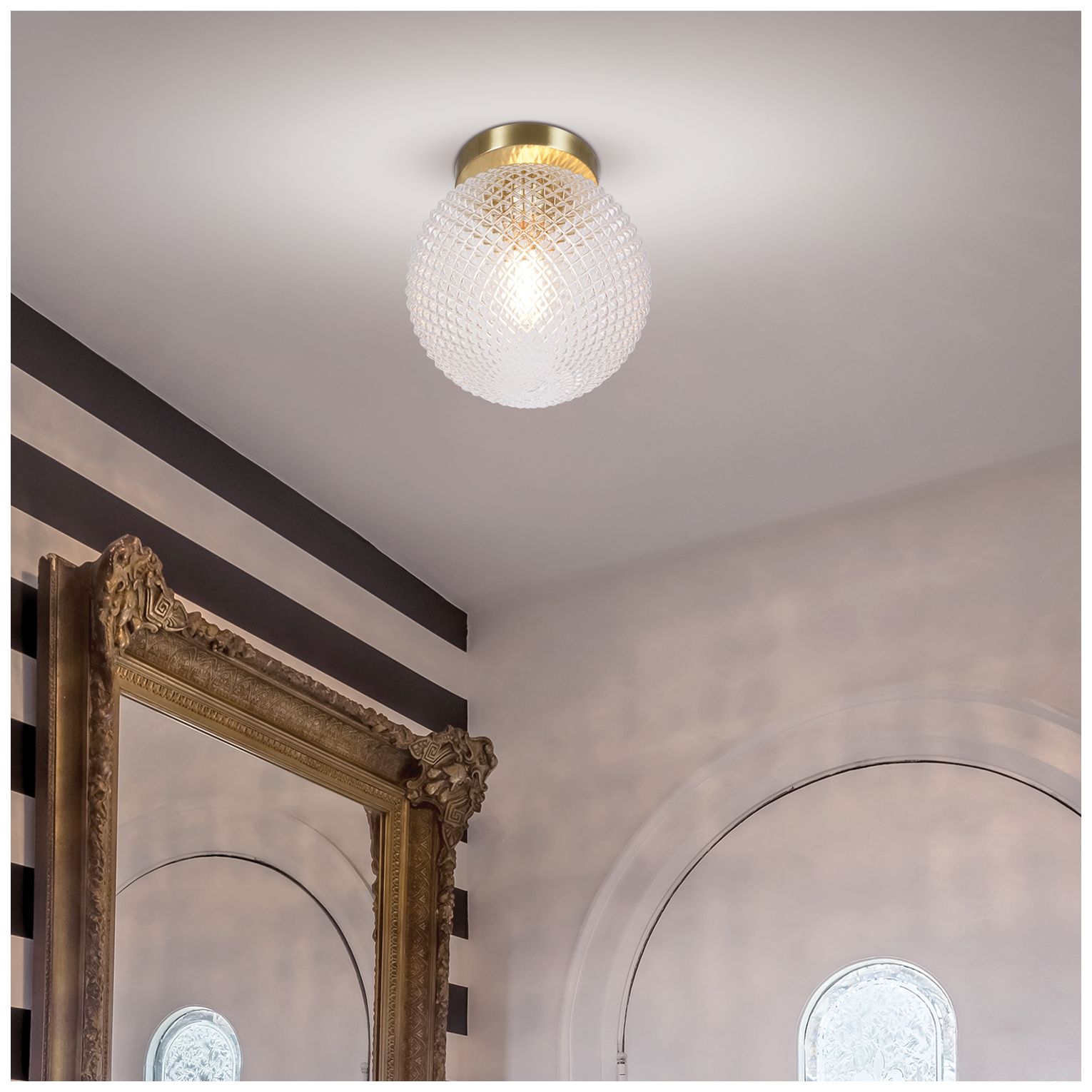 Kenroy Home Prismatic 8" Wide Brushed Gold and Glass Flush Mount