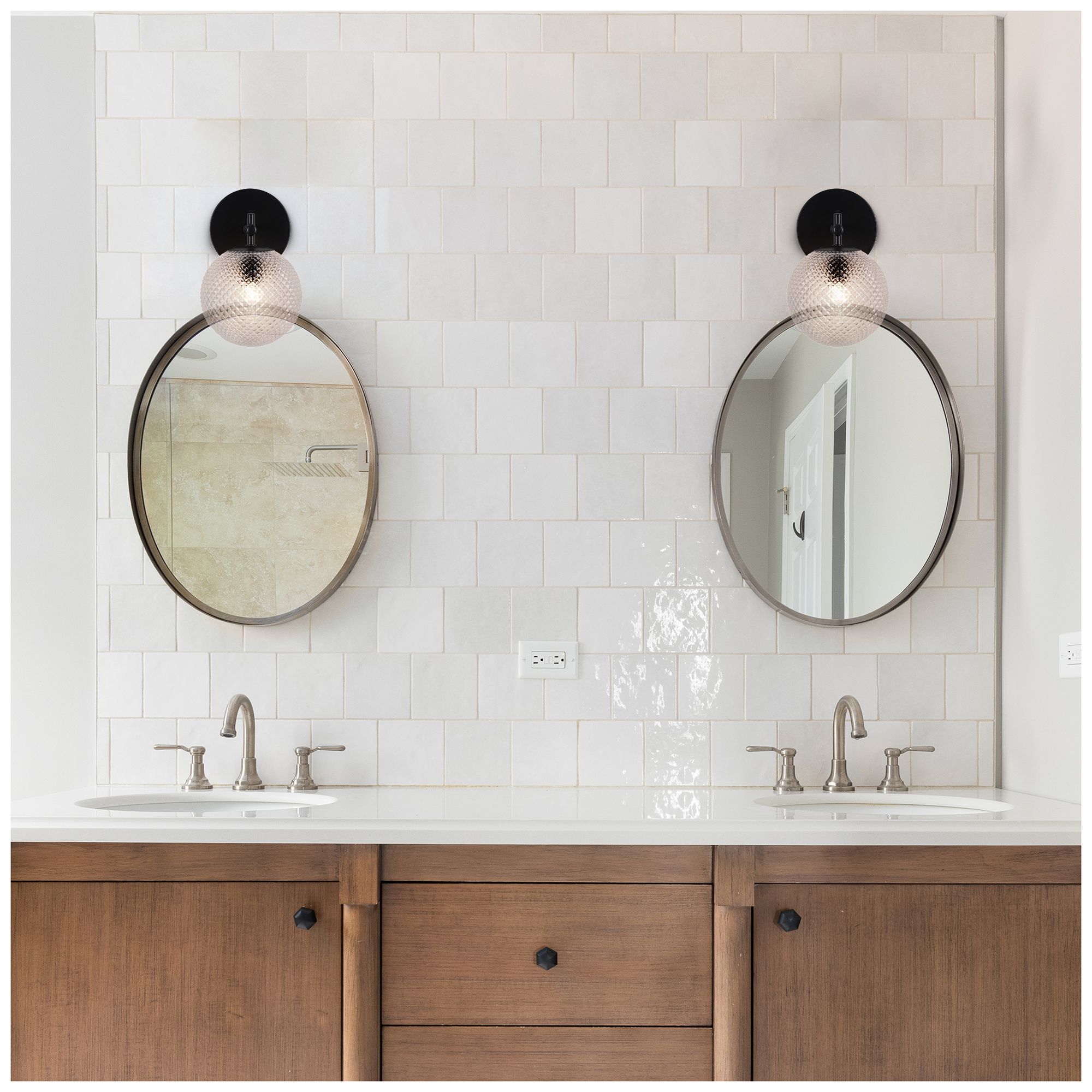 Kenroy Home Prismatic 9 1/4" High Black Finish Glass Globe Wall Sconce