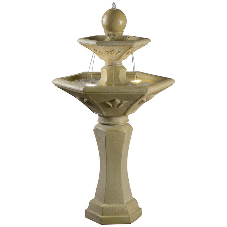 Image 1 Kenroy Home Provence 44 inchH Travertine Solar LED Fountain