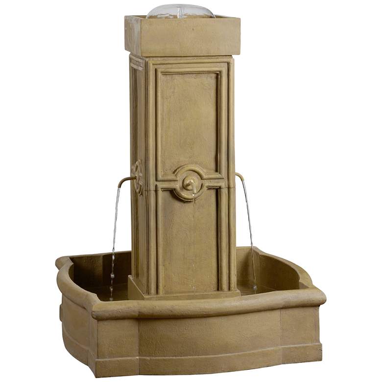 Image 1 Kenroy Home Quatrefoil 38 inchH Sandstone Outdoor Fountain