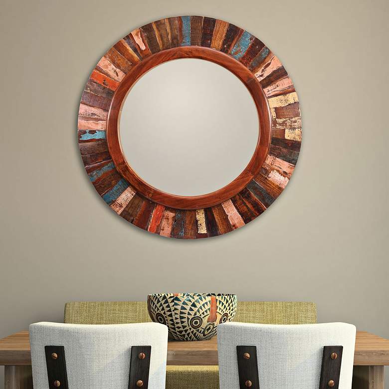 Image 1 Kenroy Home Randy Old Paint 36 inch Round Wall Mirror
