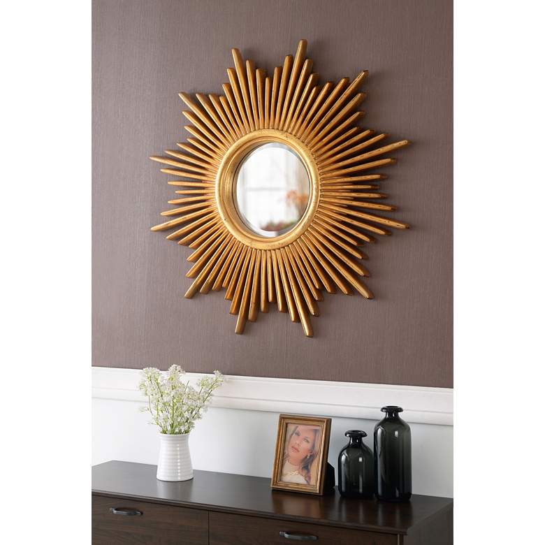 Image 1 Kenroy Home Reyes Antique Gold 36 inch Round Wall Mirror