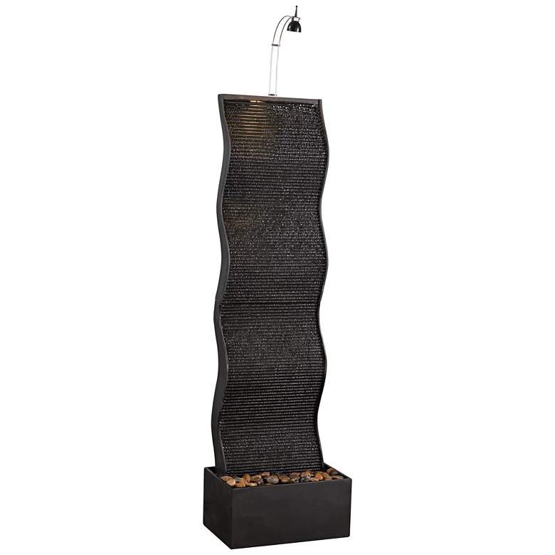 Image 1 Kenroy Home Ripple 55 3/4"H Black LED Indoor Floor Fountain