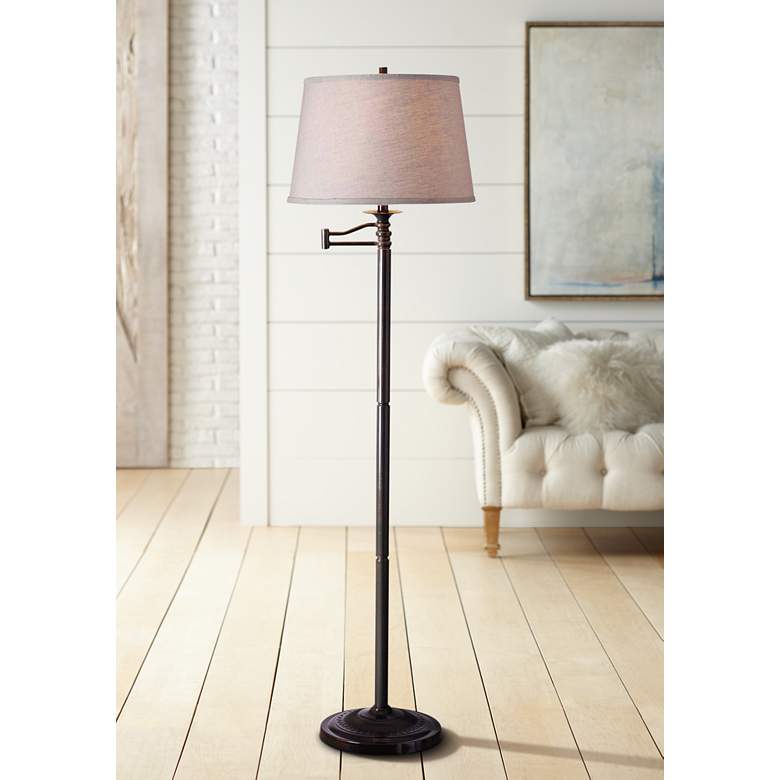 Image 1 Kenroy Home Riverside 59" High Copper Bronze Swing Arm Floor Lamp