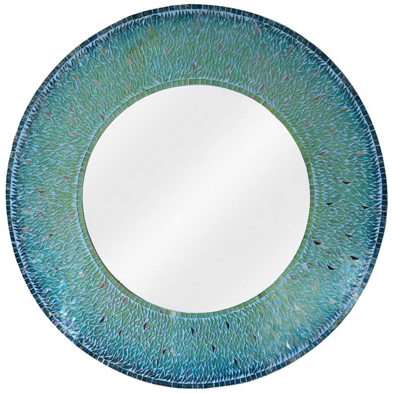 Kenroy Home Seashore Teal 34&quot; Round Wall Mirror