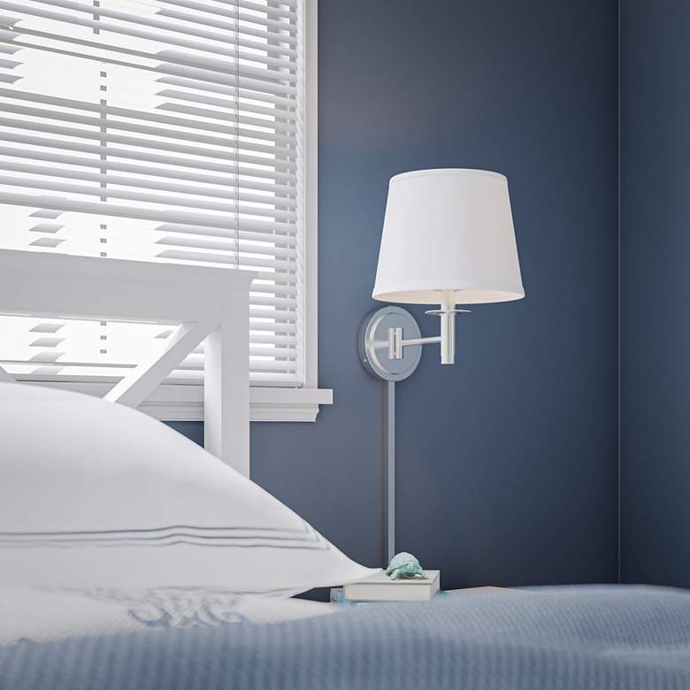 Image 4 Kenroy Home Sheppard Brushed Steel Plug-In Swing Arm Wall Lamp more views