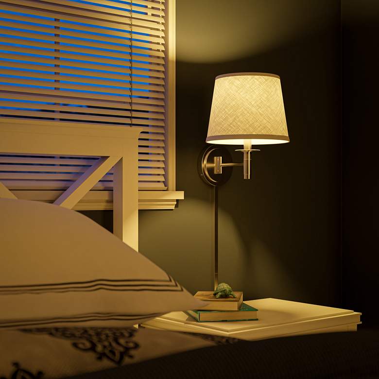 Image 6 Kenroy Home Sheppard Brushed Steel Plug-In Swing Arm Wall Lamp more views