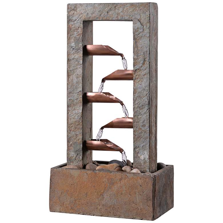 Image 1 Kenroy Home Spillway 19" High Slate and Copper Indoor Table Fountain