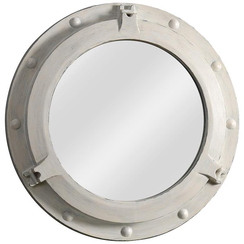 Image 1 Kenroy Home Starboard Distressed White 34" Round Wall Mirror
