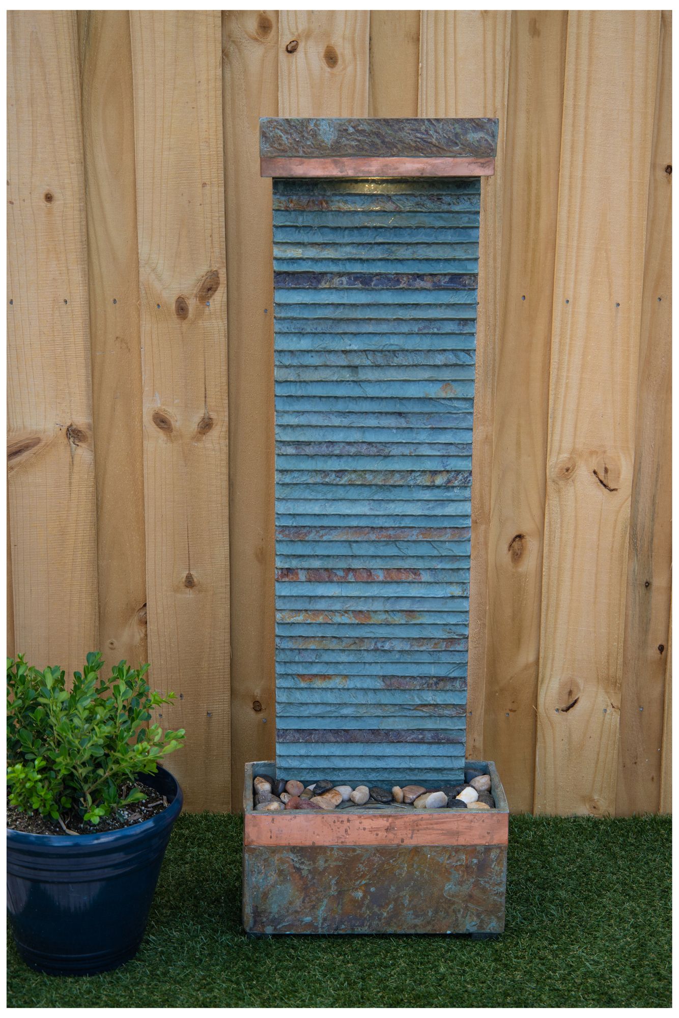 Kenroy Home Stave 48" High Slate and Copper Floor Fountain